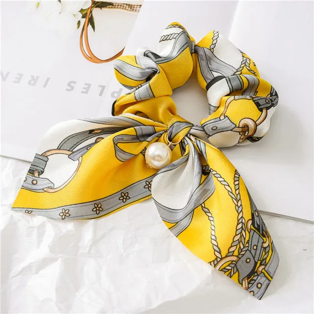 2019 New Bow Streamers Hair Ring Fashion Ribbon Girl Hair Bands Scrunchies Ponytail Hair Bows Girl Holder Rope Hair Accessories