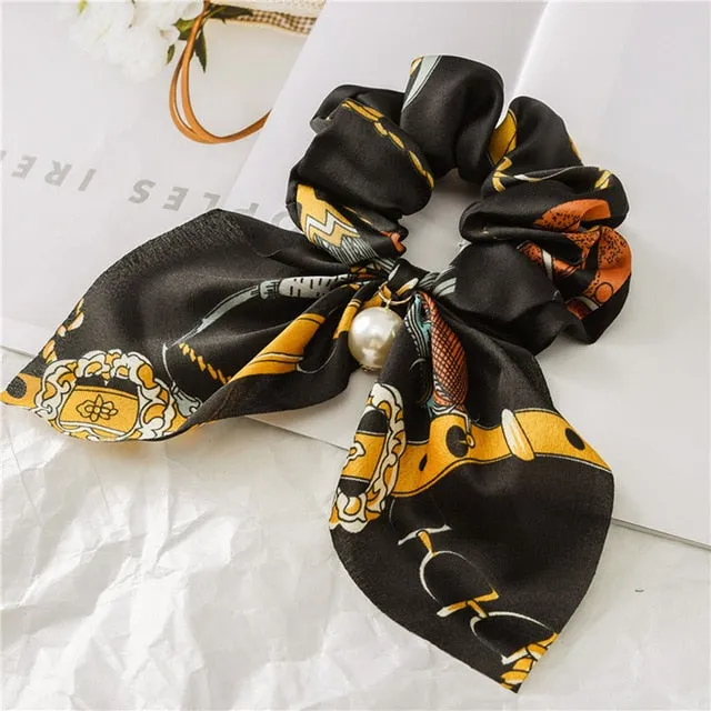 2019 New Bow Streamers Hair Ring Fashion Ribbon Girl Hair Bands Scrunchies Ponytail Hair Bows Girl Holder Rope Hair Accessories