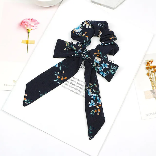 2019 New Bow Streamers Hair Ring Fashion Ribbon Girl Hair Bands Scrunchies Ponytail Hair Bows Girl Holder Rope Hair Accessories