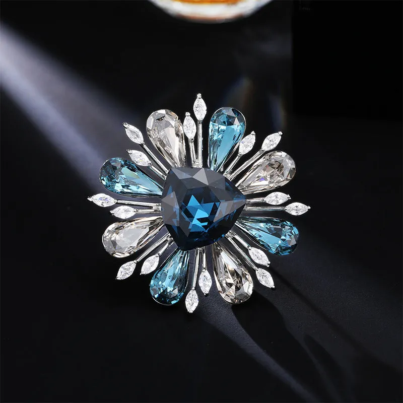 2025 brooches, high-end temperament brooches, creative crystal sunflower brooches, exquisite suits, coats, pins, accessories, women