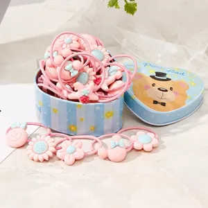 20pcs/Lot New Gift Box Packed Girls Cute Cartoon Elastic Hair Bands Headwear Scrunchies Rubber Bands Headbands Hair Accessories