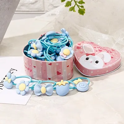 20pcs/Lot New Gift Box Packed Girls Cute Cartoon Elastic Hair Bands Headwear Scrunchies Rubber Bands Headbands Hair Accessories