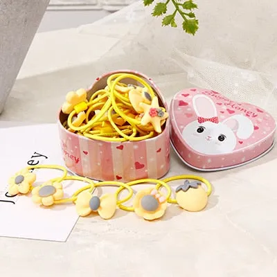 20pcs/Lot New Gift Box Packed Girls Cute Cartoon Elastic Hair Bands Headwear Scrunchies Rubber Bands Headbands Hair Accessories