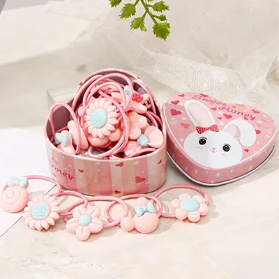 20pcs/Lot New Gift Box Packed Girls Cute Cartoon Elastic Hair Bands Headwear Scrunchies Rubber Bands Headbands Hair Accessories