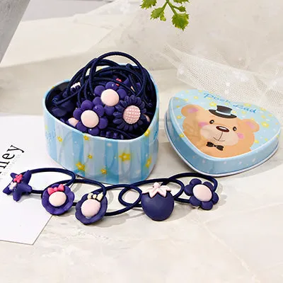 20pcs/Lot New Gift Box Packed Girls Cute Cartoon Elastic Hair Bands Headwear Scrunchies Rubber Bands Headbands Hair Accessories
