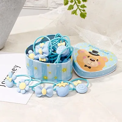 20pcs/Lot New Gift Box Packed Girls Cute Cartoon Elastic Hair Bands Headwear Scrunchies Rubber Bands Headbands Hair Accessories