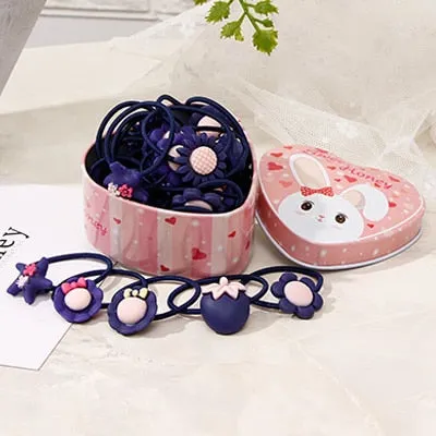 20pcs/Lot New Gift Box Packed Girls Cute Cartoon Elastic Hair Bands Headwear Scrunchies Rubber Bands Headbands Hair Accessories