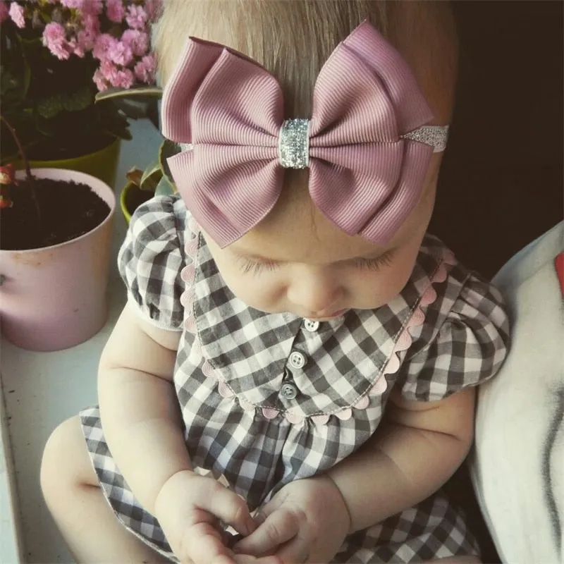 22 color new Baby hair bow flower Headband Silver ribbon Hair Band Handmade DIY hair accessories for children newborn toddler