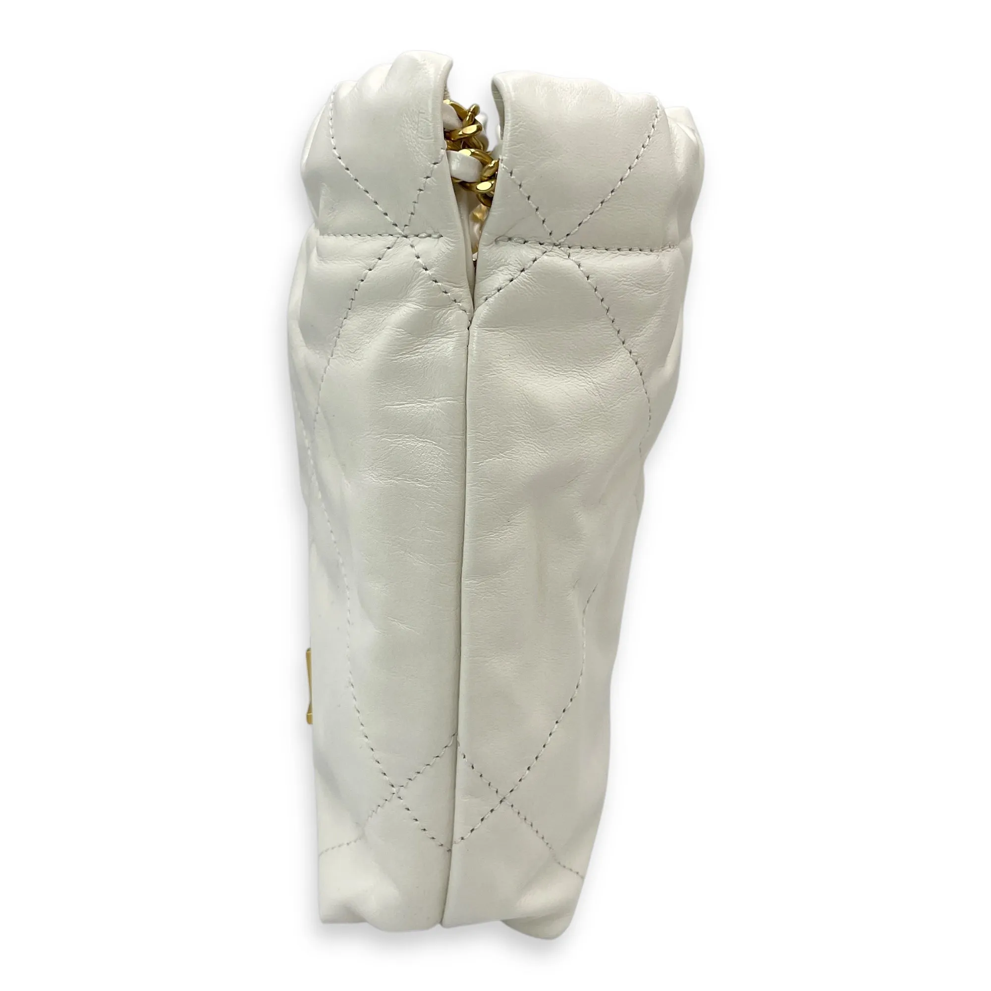 22 Mini Tote 20 White Crossbody Bag in Calfskin, Gold hardware
