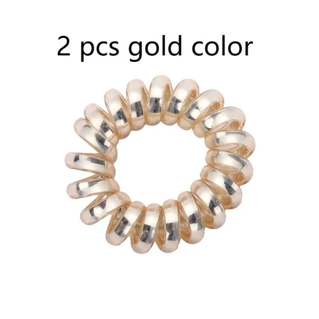 2/5 pcs Multicolor Elastic Hair Bands Spiral Shape Ponytail Hair Ties Gum Rubber Band Hair Rope Telephone Wire Hair Accessories