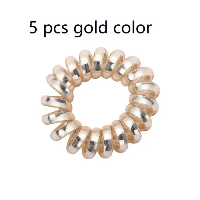 2/5 pcs Multicolor Elastic Hair Bands Spiral Shape Ponytail Hair Ties Gum Rubber Band Hair Rope Telephone Wire Hair Accessories