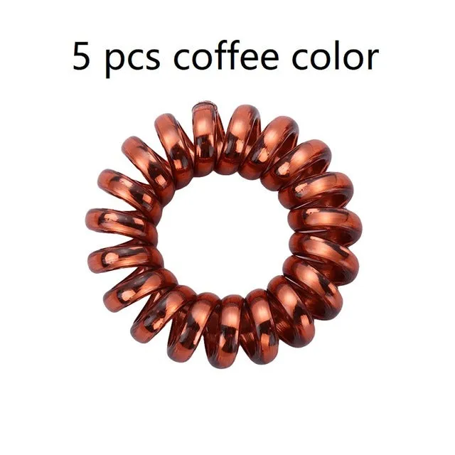 2/5 pcs Multicolor Elastic Hair Bands Spiral Shape Ponytail Hair Ties Gum Rubber Band Hair Rope Telephone Wire Hair Accessories