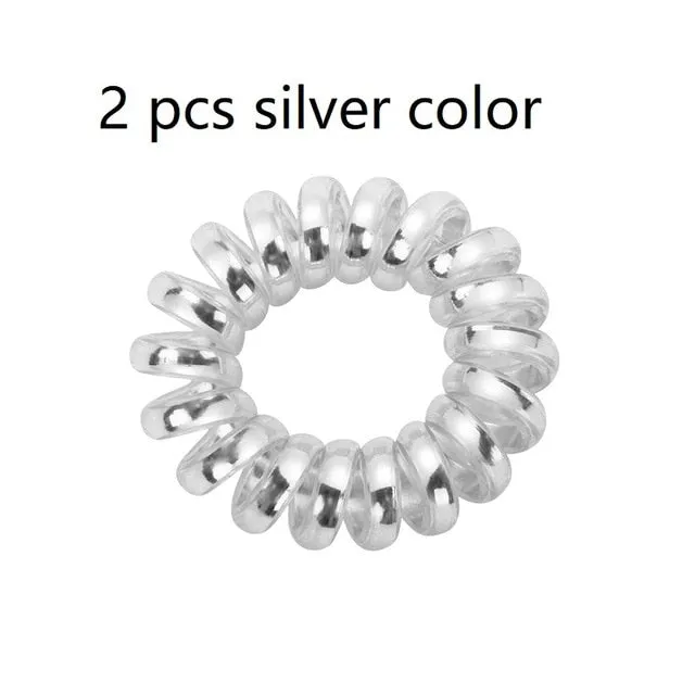 2/5 pcs Multicolor Elastic Hair Bands Spiral Shape Ponytail Hair Ties Gum Rubber Band Hair Rope Telephone Wire Hair Accessories