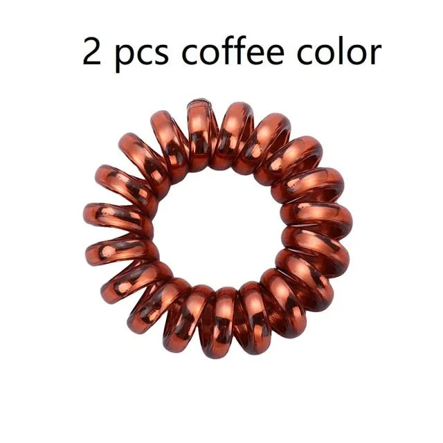 2/5 pcs Multicolor Elastic Hair Bands Spiral Shape Ponytail Hair Ties Gum Rubber Band Hair Rope Telephone Wire Hair Accessories