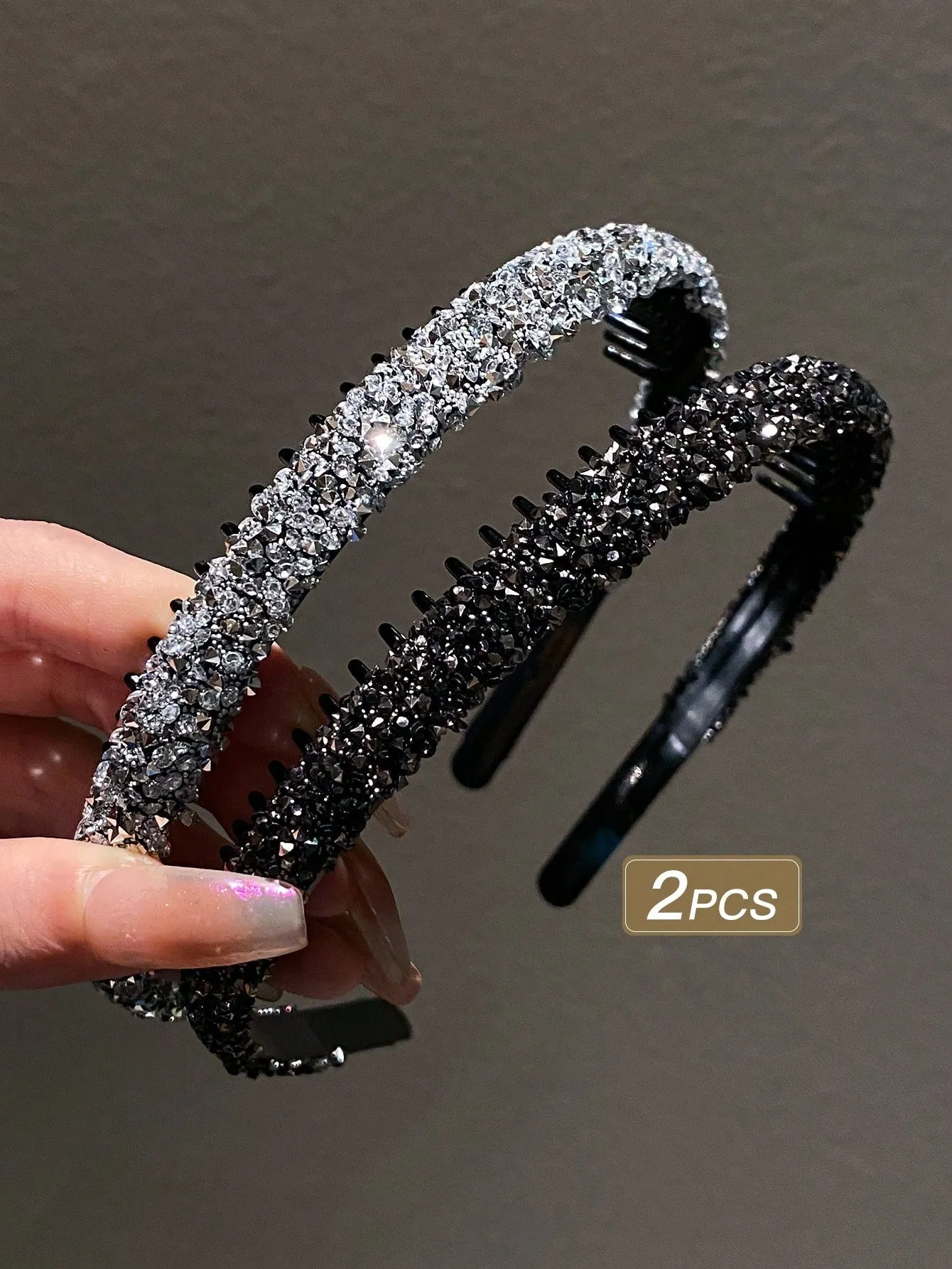2pcs Rhinestone Decor Hairbands