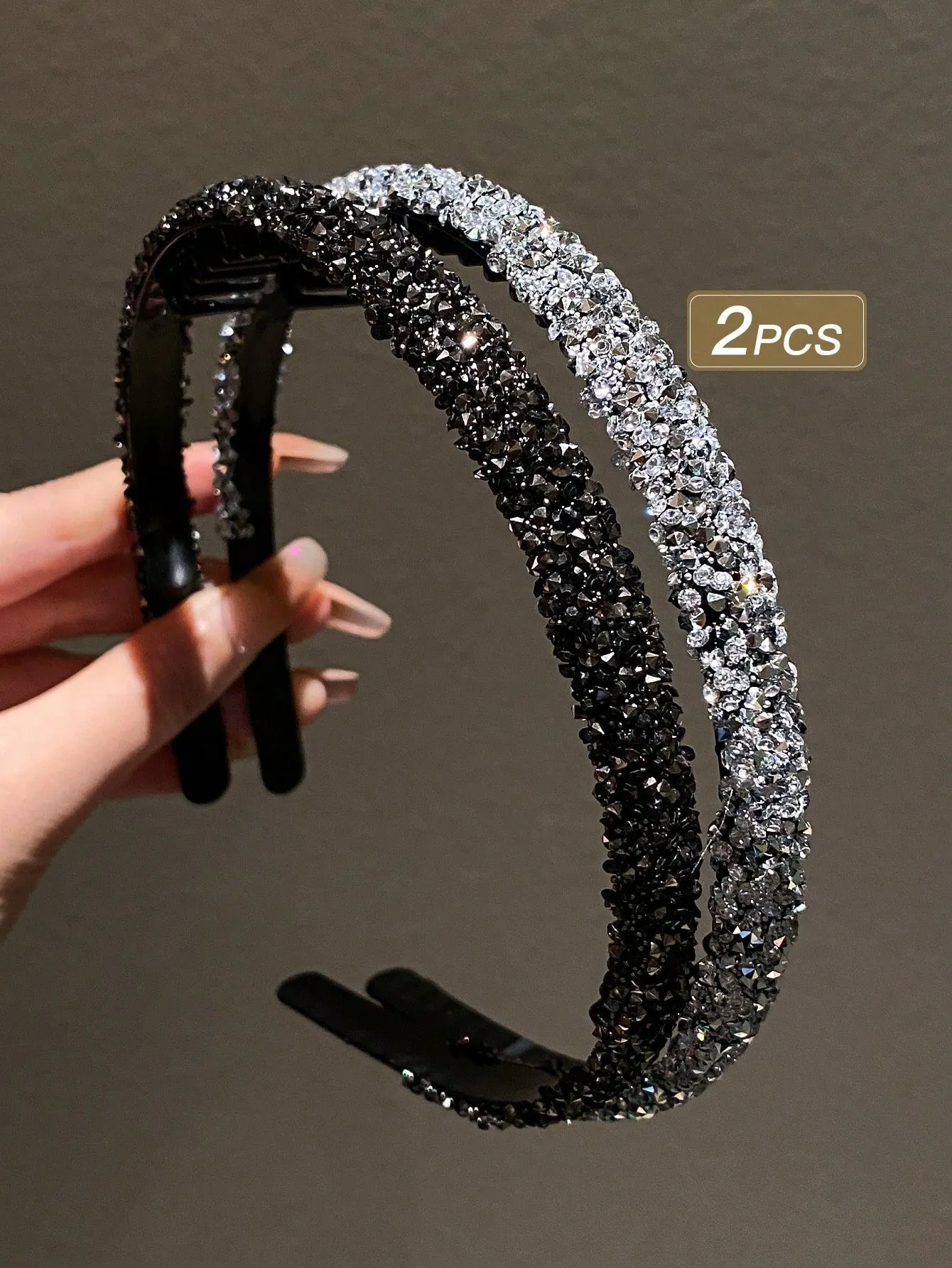 2pcs Rhinestone Decor Hairbands