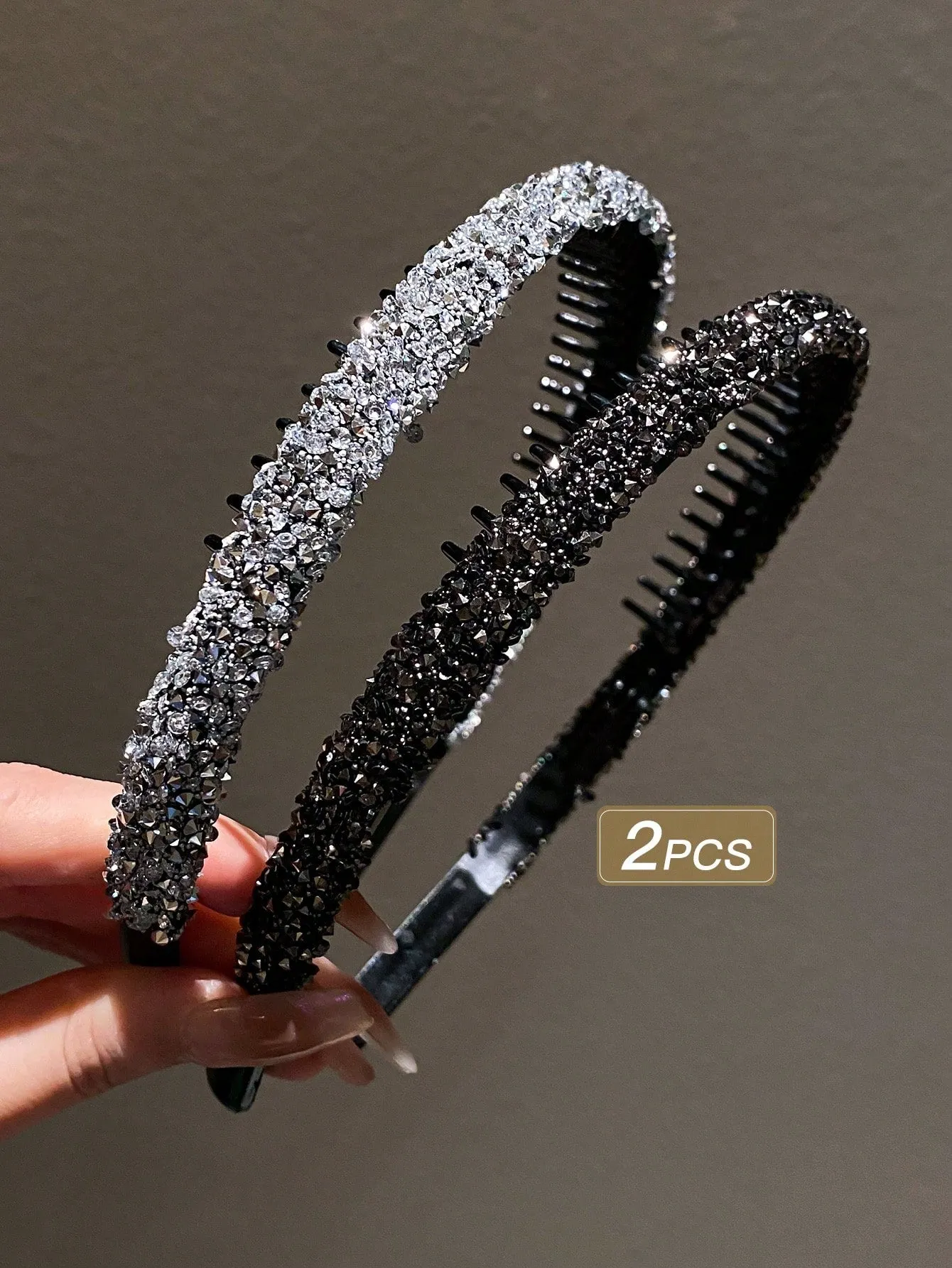 2pcs Rhinestone Decor Hairbands