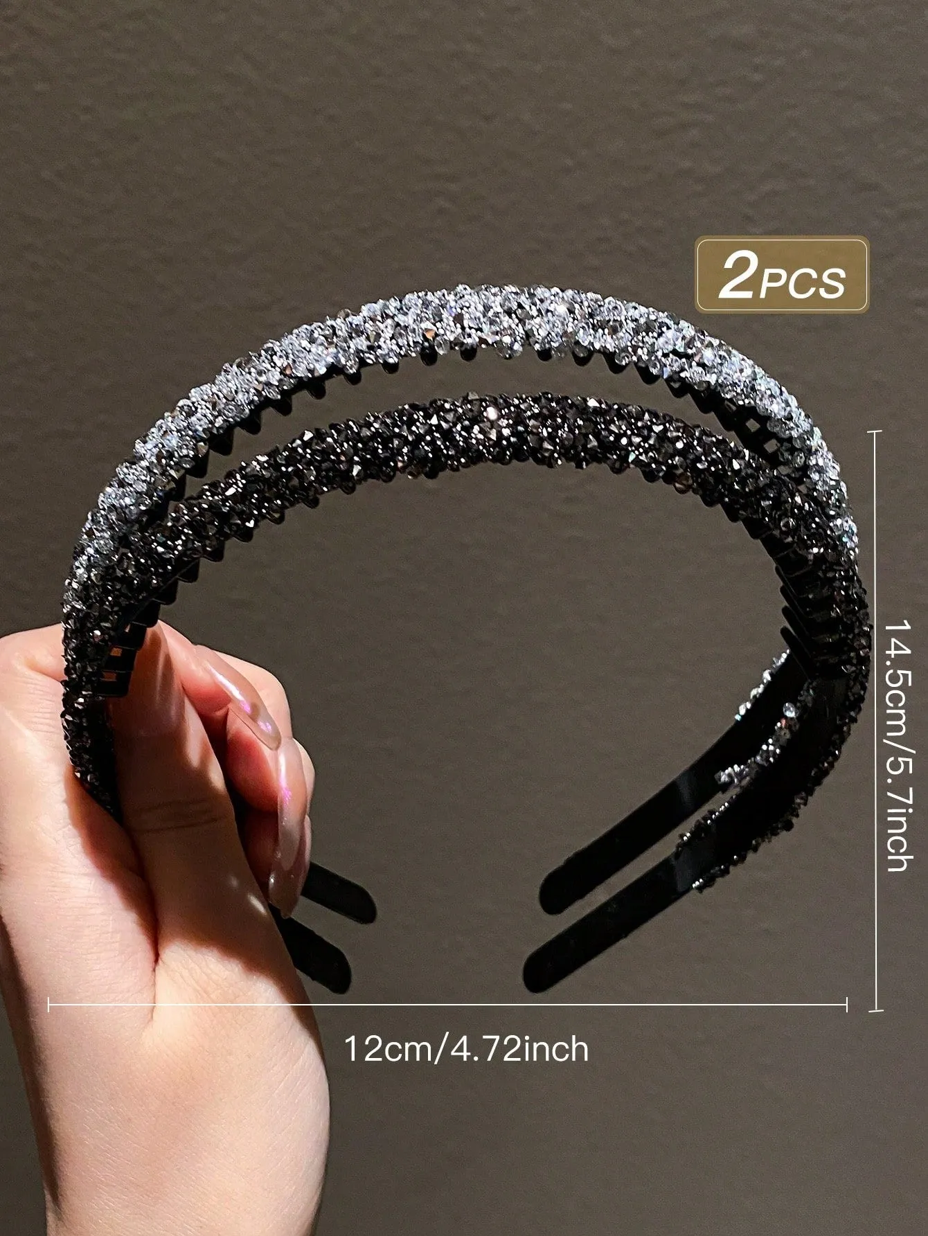 2pcs Rhinestone Decor Hairbands