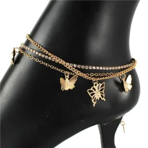 3 Row Butterfly Anklets