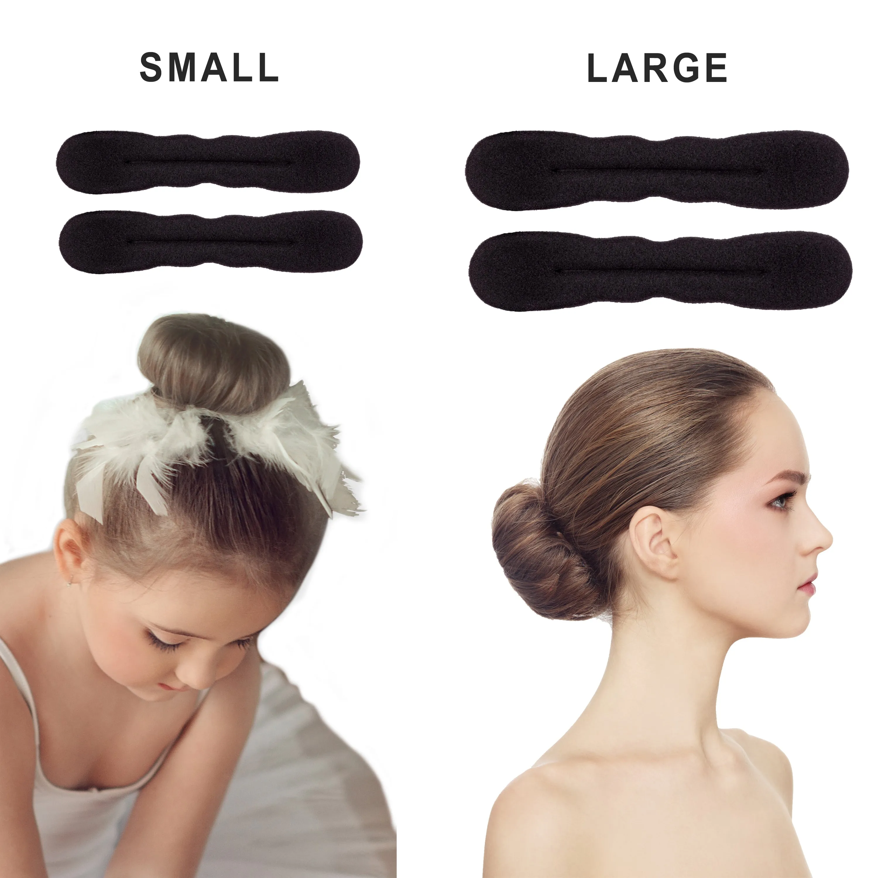 4 Pieces Black Magic Hair Bun Maker Foam Sponge Bun Twist Shaper