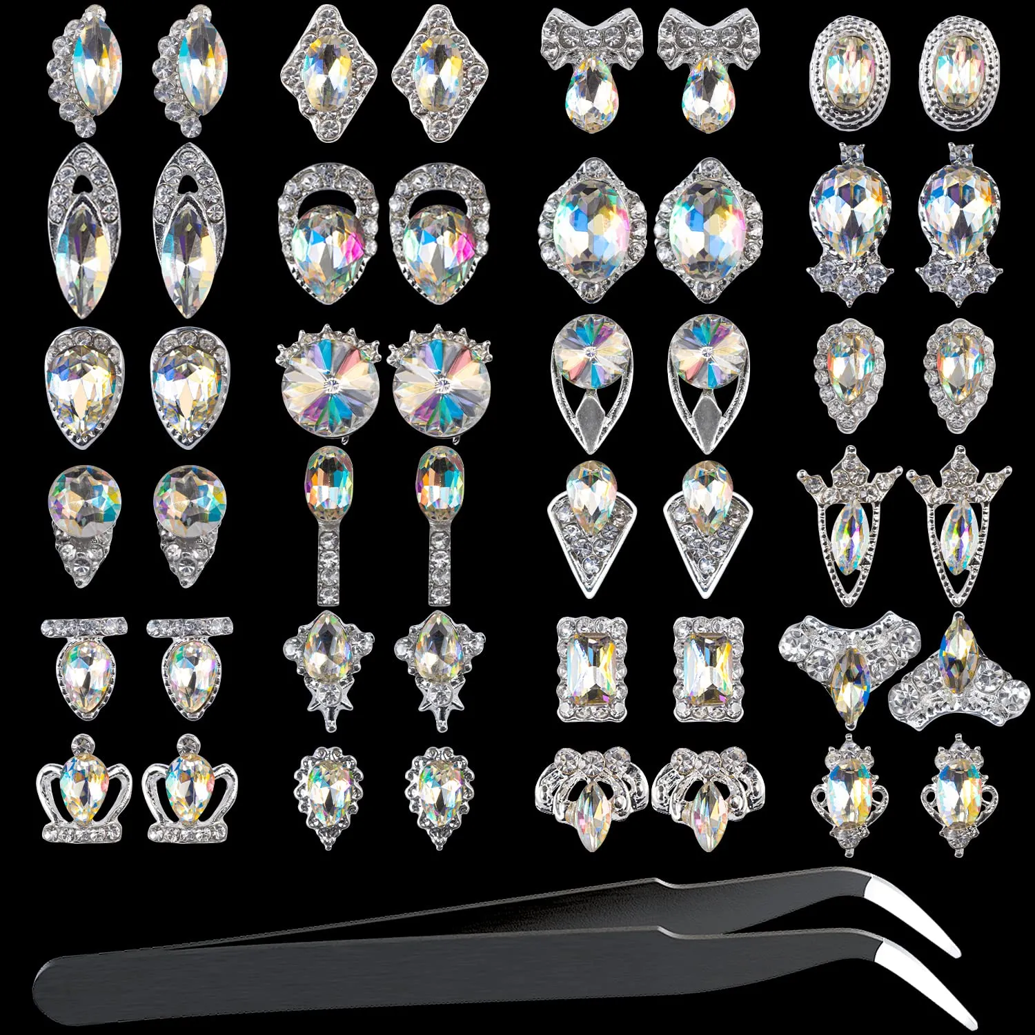 5000Pcs Ultra Mini 1.2mm Diamond DIY Glass Sand Rhinestones Beads Iridescent Crystals Long Lasting AB Shine Like Swarovski for Nail Art DIY Crafts& Nail Beauty Makeup (Gel Glue Not Included)