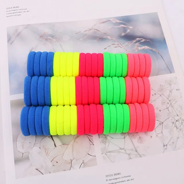 50pcs/lot kids hair rope Hair Accessories Scrunchy Elastic Hair Bands HairBand Girls decorations Rubber Band for hair 3cm