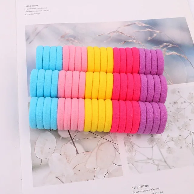 50pcs/lot kids hair rope Hair Accessories Scrunchy Elastic Hair Bands HairBand Girls decorations Rubber Band for hair 3cm