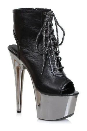709-CLARA Platform Sandal  | Black Faux Leather