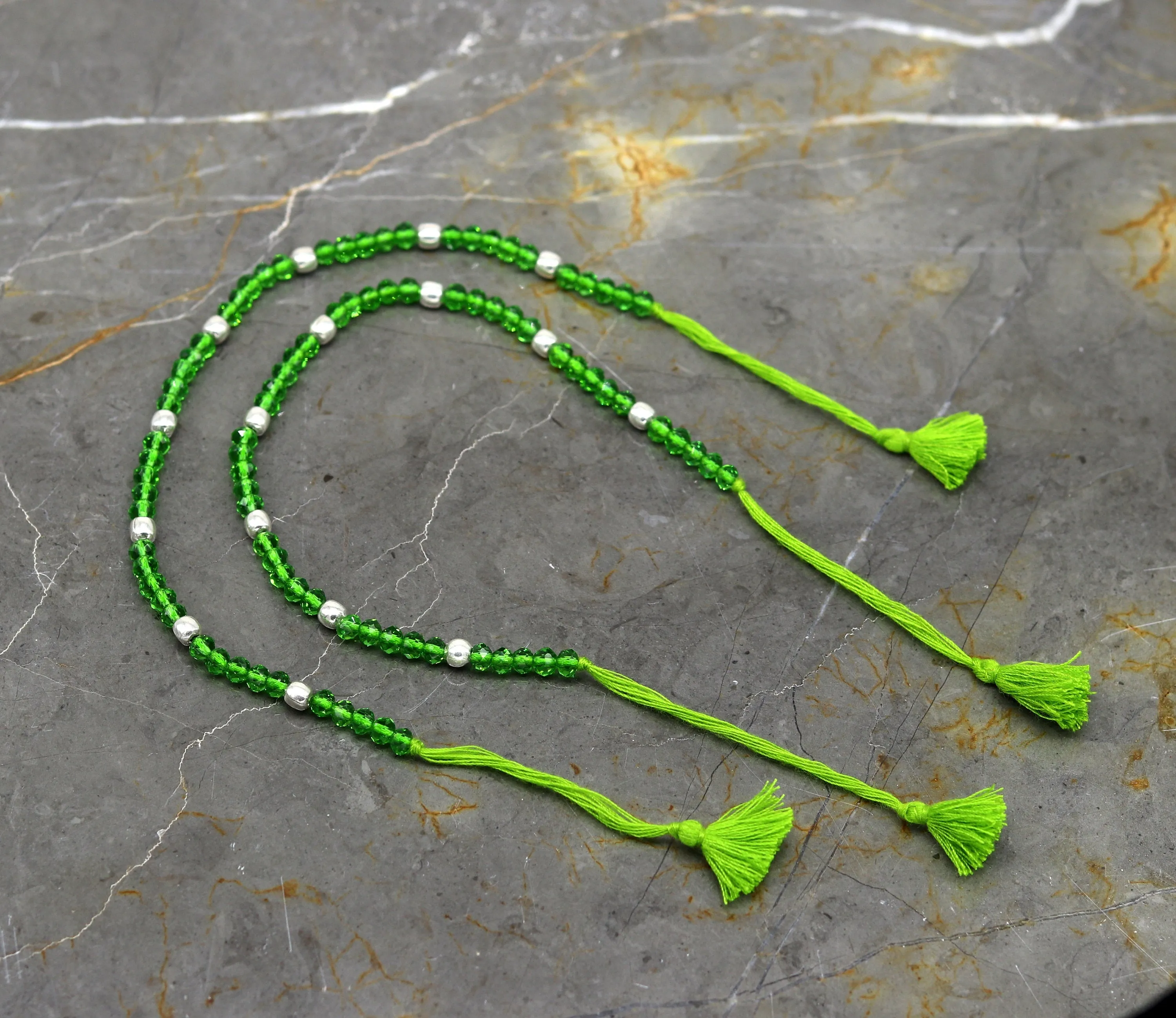 925 sterling silver beads and semi precious green stone thread anklets, custom made ankle bracelet, pretty gift modern beaded jewelry ank248