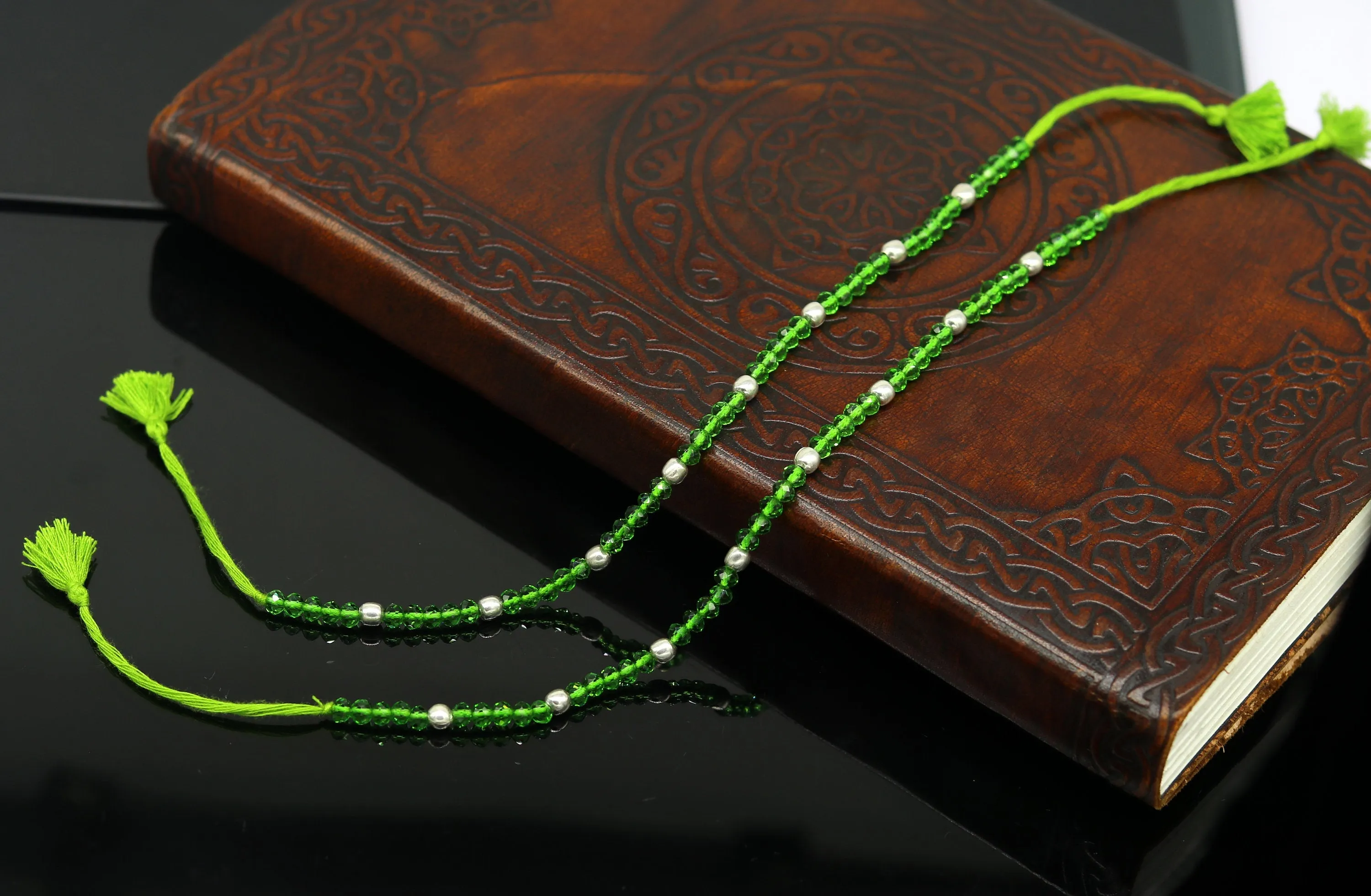 925 sterling silver beads and semi precious green stone thread anklets, custom made ankle bracelet, pretty gift modern beaded jewelry ank248