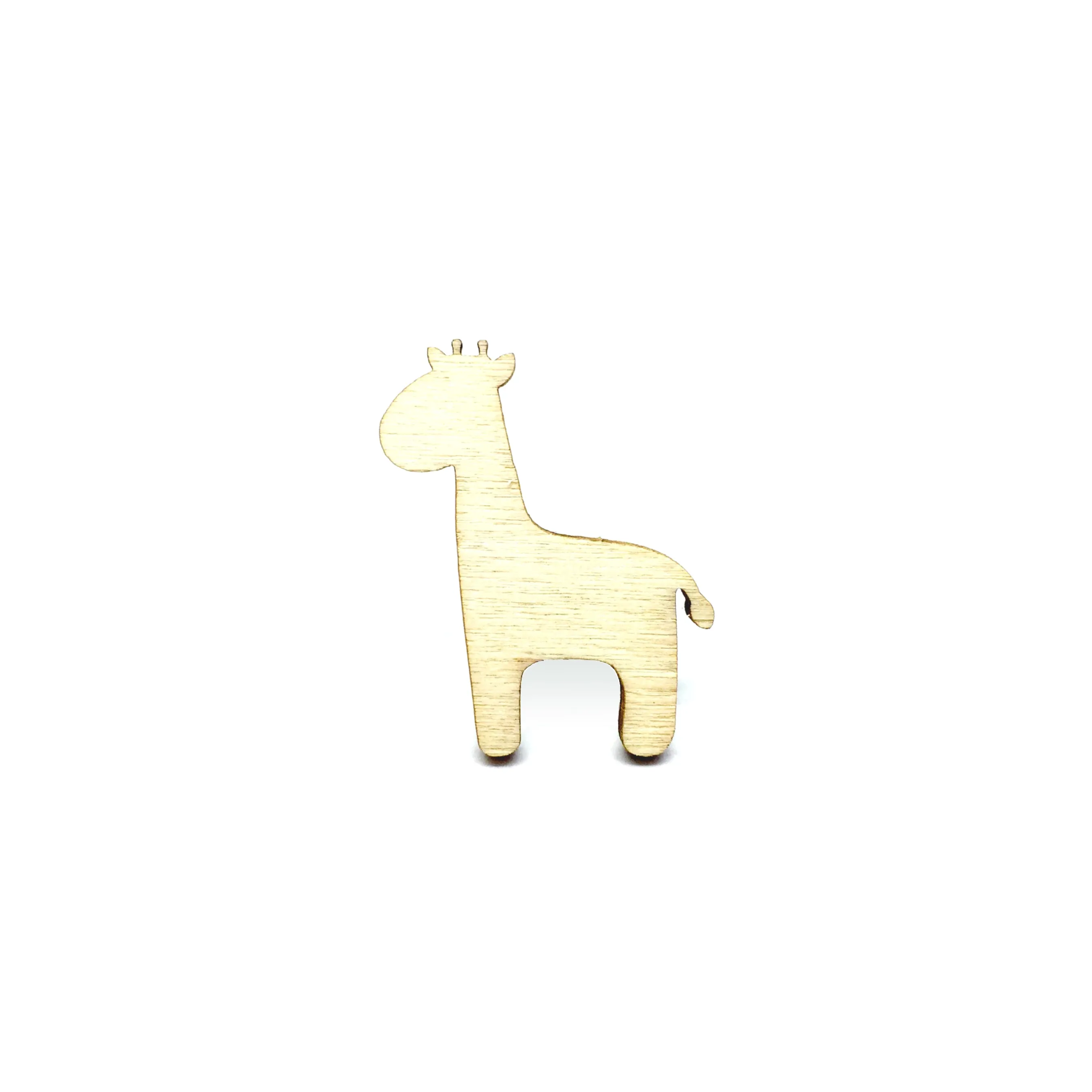 Adorable Giraffe Wooden Brooch Pin - LM