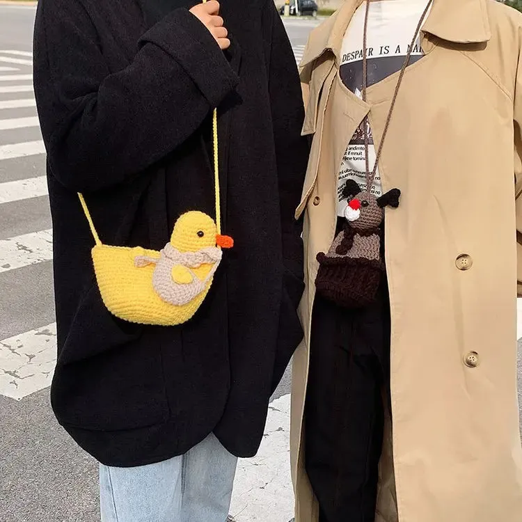Adorable Knitted Duck-Shaped Crossbody Bag: Trendy Korean Fashion
