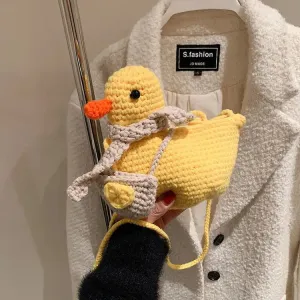 Adorable Knitted Duck-Shaped Crossbody Bag: Trendy Korean Fashion