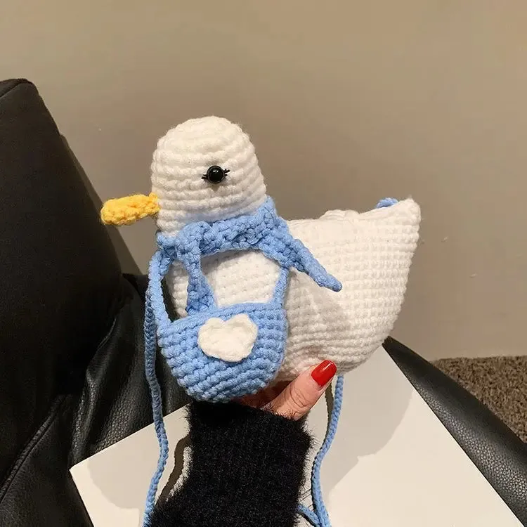 Adorable Knitted Duck-Shaped Crossbody Bag: Trendy Korean Fashion
