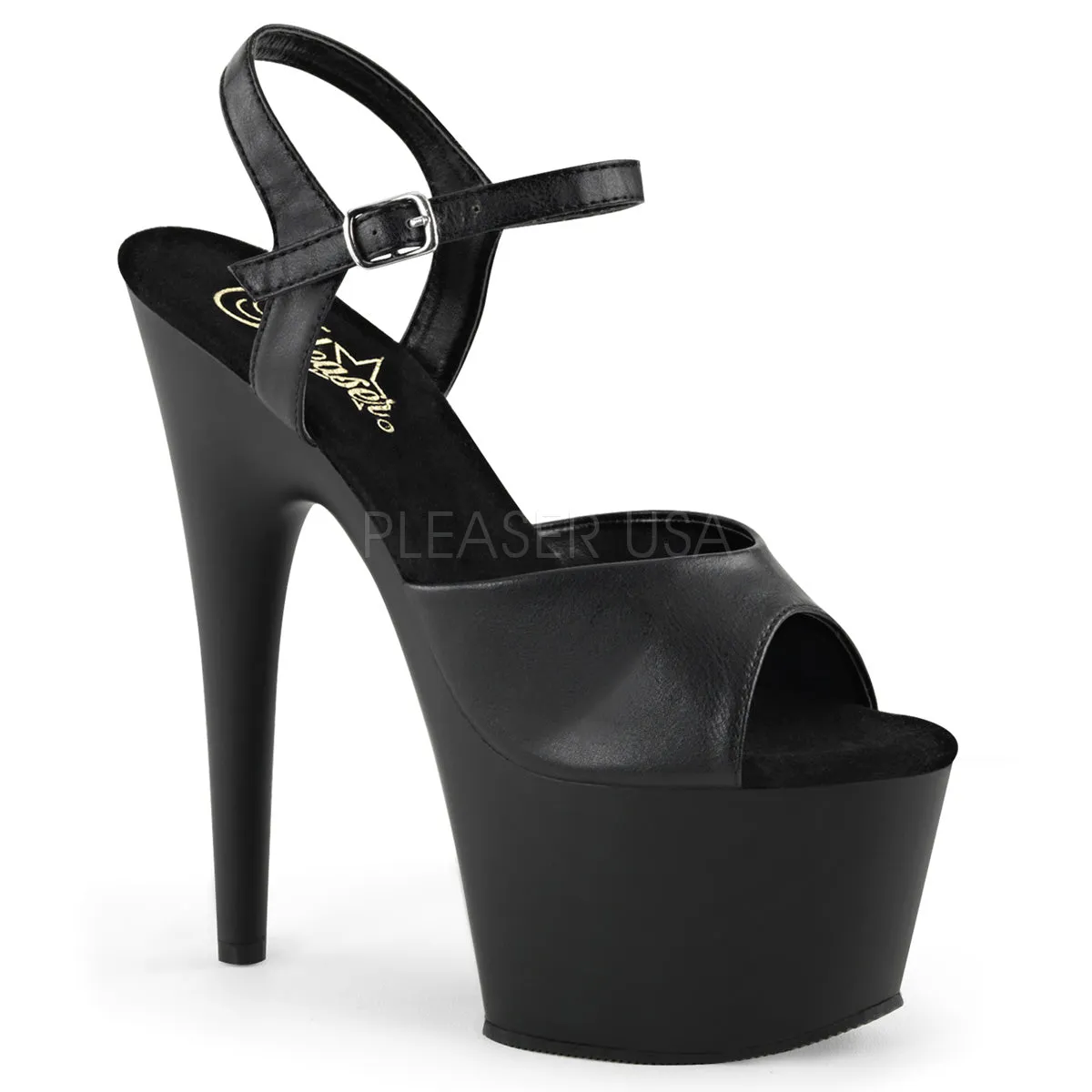 ADORE-709  Black Faux Leather/Black Matte