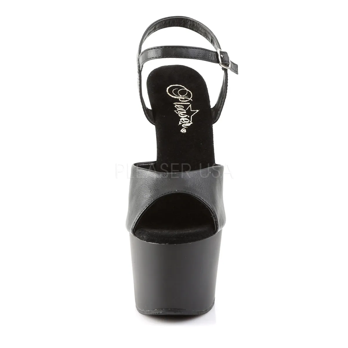 ADORE-709  Black Faux Leather/Black Matte