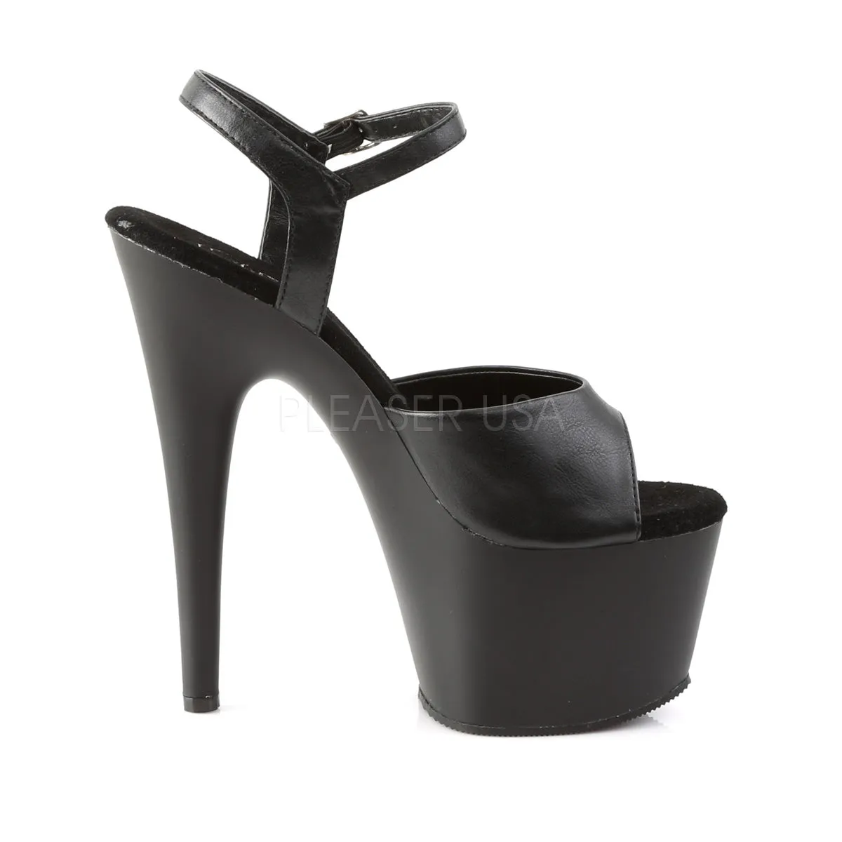 ADORE-709  Black Faux Leather/Black Matte