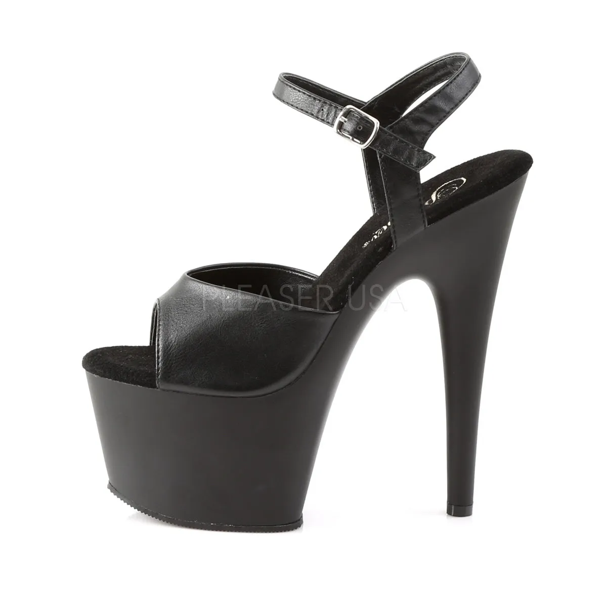 ADORE-709  Black Faux Leather/Black Matte