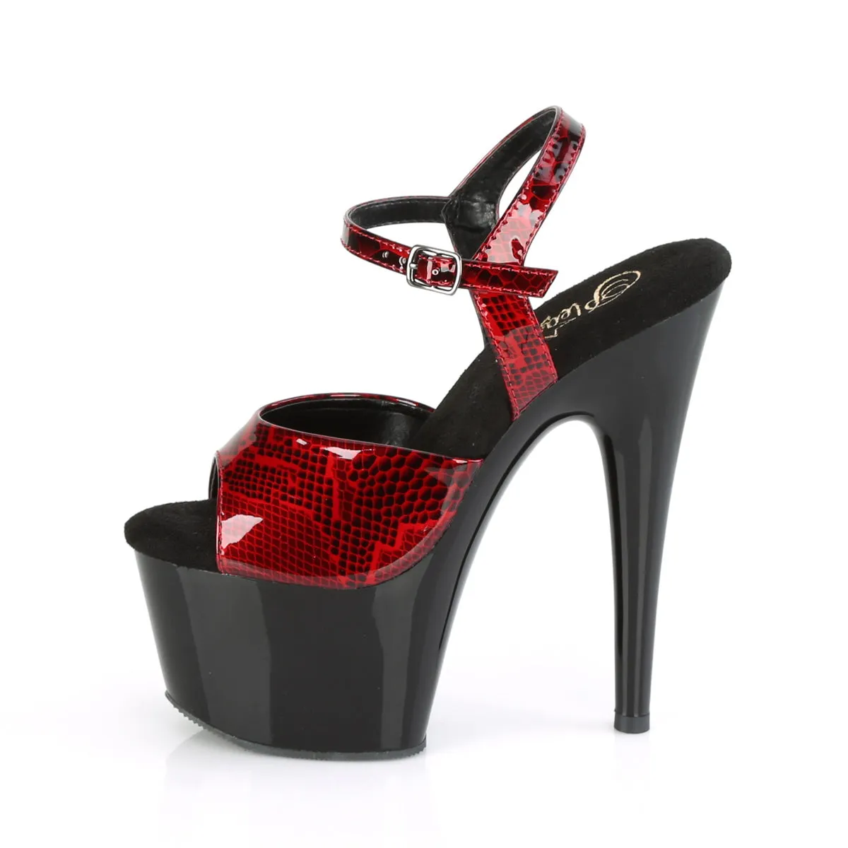 ADORE-709SP  Red Snake Skin Print Patent/Black