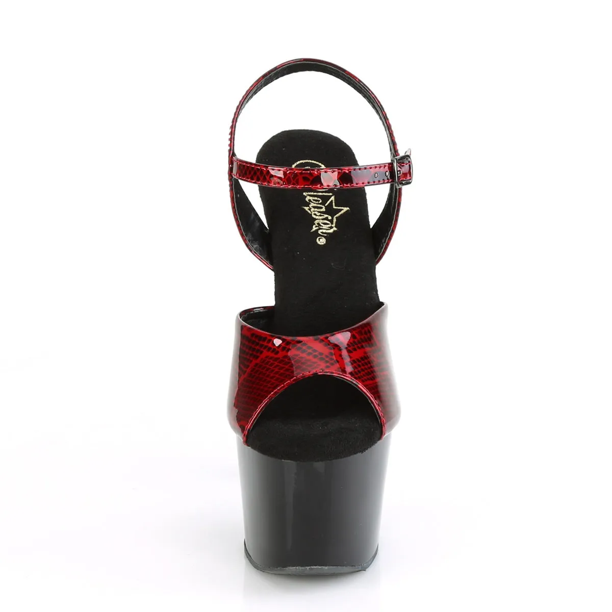 ADORE-709SP  Red Snake Skin Print Patent/Black