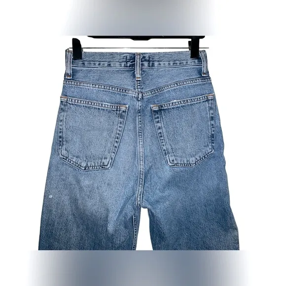 AGOLDE 90’s‎ High Rise Straight Leg Frayed Hem Long Shorts Button Fly Size 23