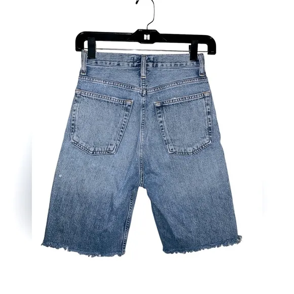 AGOLDE 90’s‎ High Rise Straight Leg Frayed Hem Long Shorts Button Fly Size 23