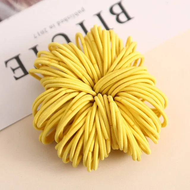AIKELINA 100pcs/lot 3CM Cute Girl Ponytail Hair Holder Hair Accessories Thin Elastic Rubber Band For Kids Colorful Hair Ties
