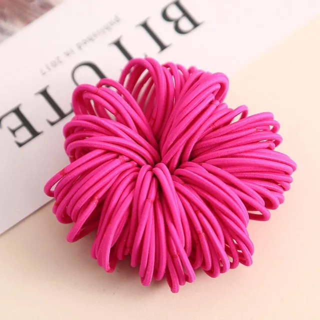 AIKELINA 100pcs/lot 3CM Cute Girl Ponytail Hair Holder Hair Accessories Thin Elastic Rubber Band For Kids Colorful Hair Ties