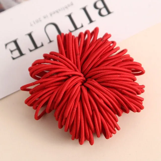 AIKELINA 100pcs/lot 3CM Cute Girl Ponytail Hair Holder Hair Accessories Thin Elastic Rubber Band For Kids Colorful Hair Ties
