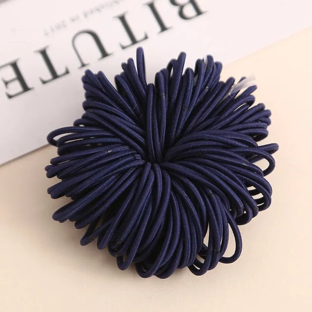 AIKELINA 100pcs/lot 3CM Cute Girl Ponytail Hair Holder Hair Accessories Thin Elastic Rubber Band For Kids Colorful Hair Ties