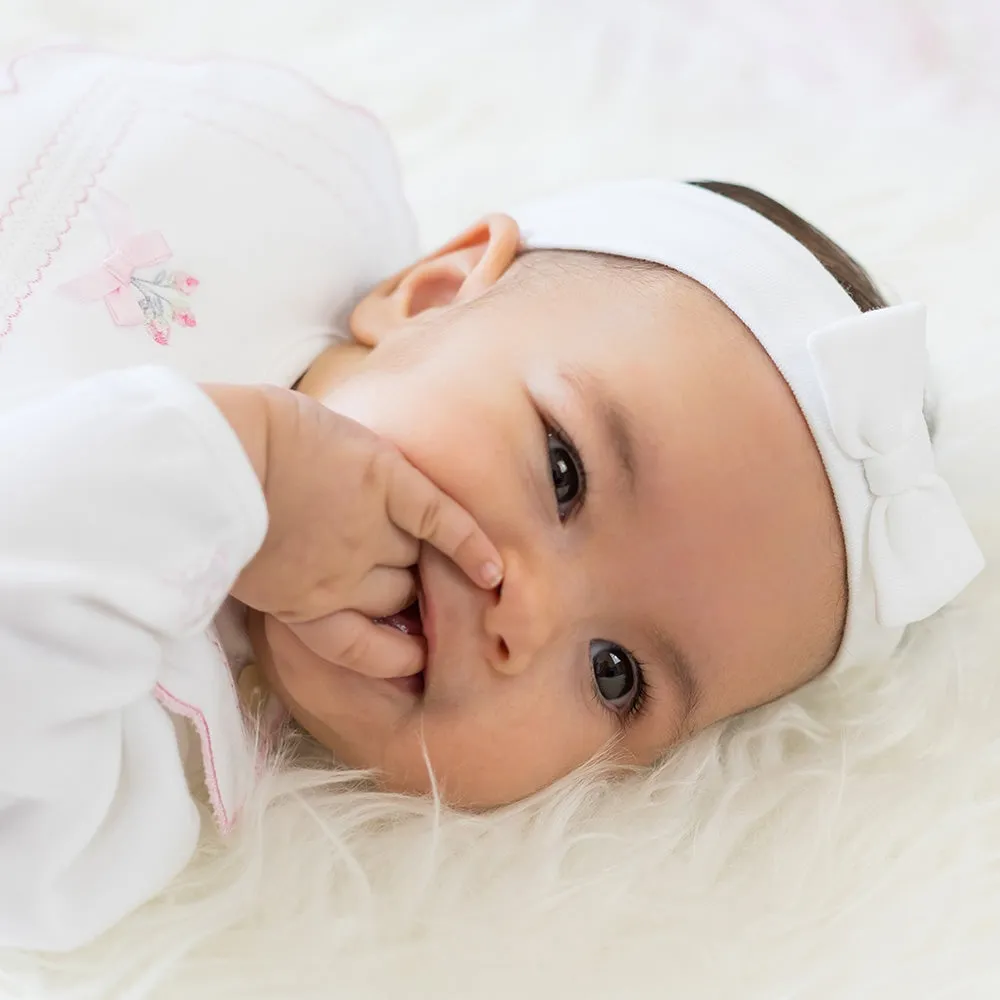 Alba White Baby Girls Bow Hairband