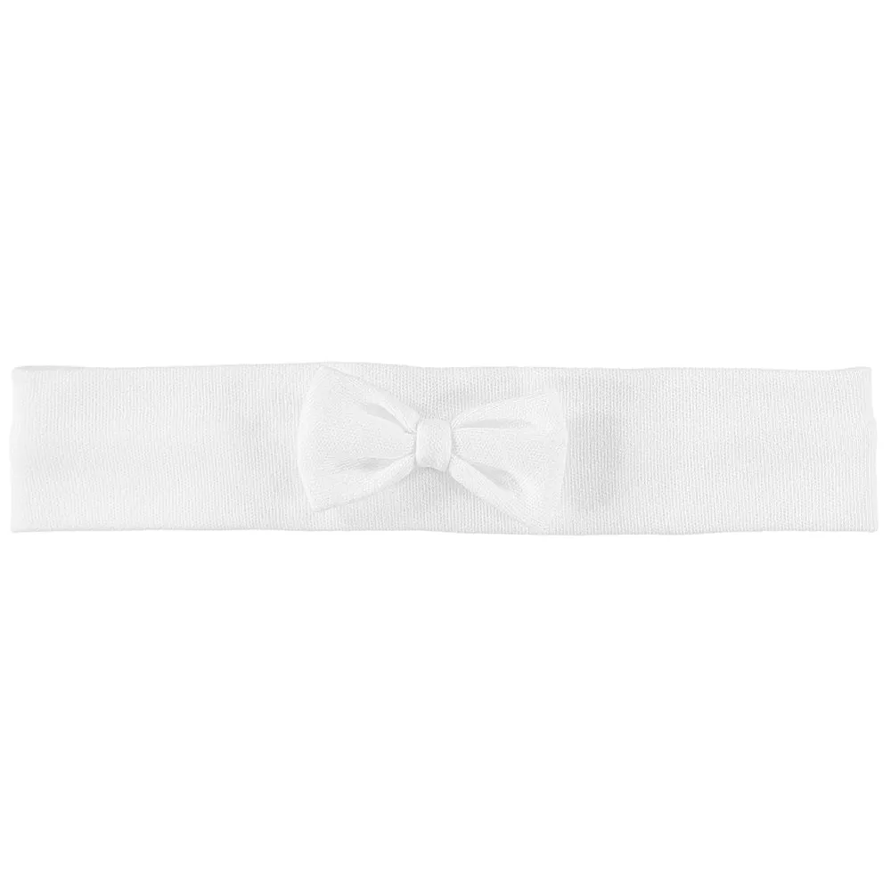 Alba White Baby Girls Bow Hairband