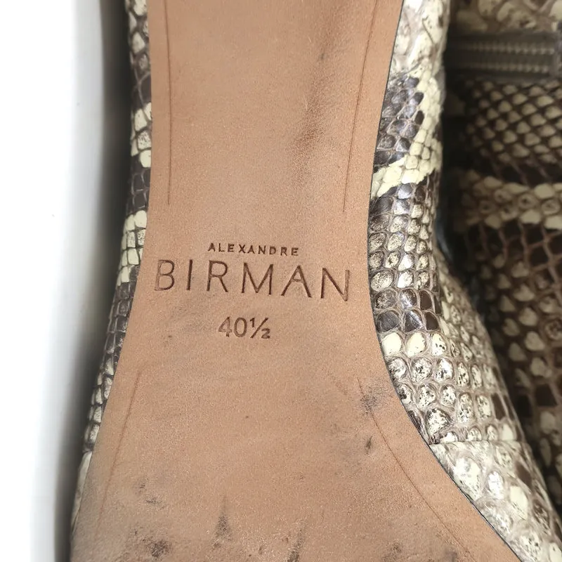 Alexandre Birman Millen Kitten Heel Ankle Boots Ivory Snakeskin Size 40.5