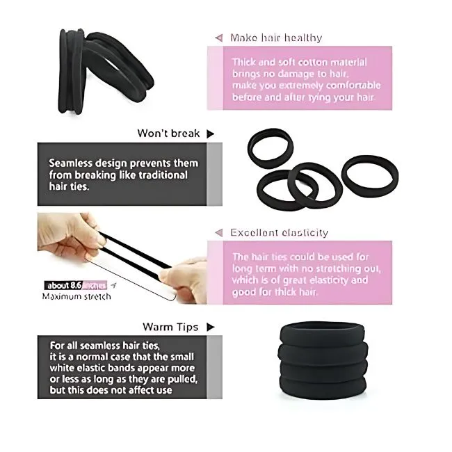 AM1002 Elastic Hair Rubber Bands for Girls, Kids & Women (Black - Pack of 30)
